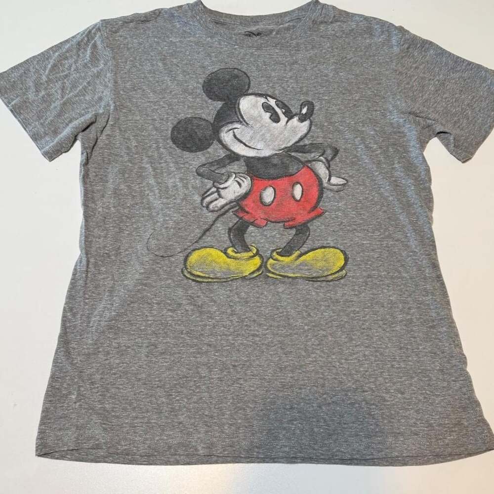 Disney Mickey Mouse Vintage Sketch Graphic T-Shirt Gray